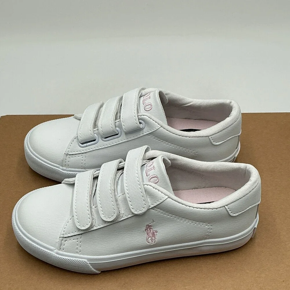 Polo Ralph Lauren Easten II Sneakers Kids US 11.5 White Walking Shoes Eby3195
